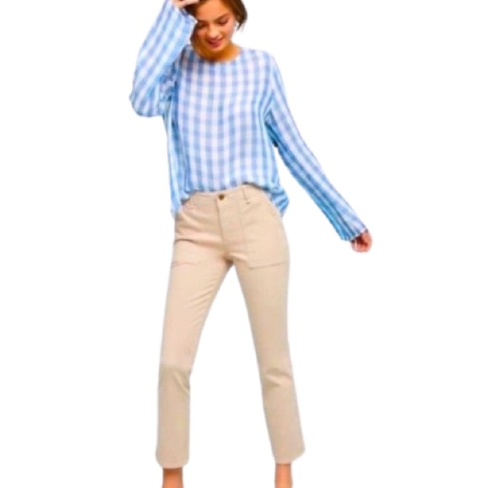 Anthropologie Beige Cropped Straight Ankle Pants Size 28 EUC